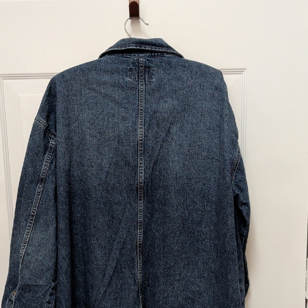 Gap Workwear Dark Blue Long Denim Trench Coat - Picture 6 of 14
